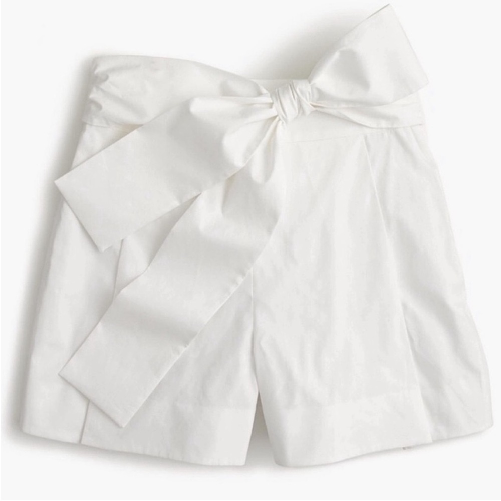 J Crew White Cotton High Waisted Tie Waist Shorts Size 14 - Picture 2 of 10